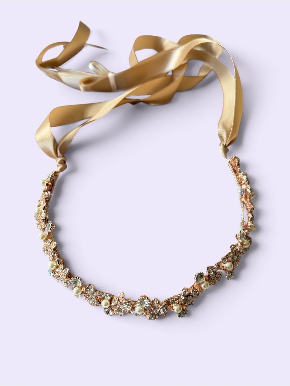 Monique Lhuillier Gold-Tone Pearl Ribbon Necklace